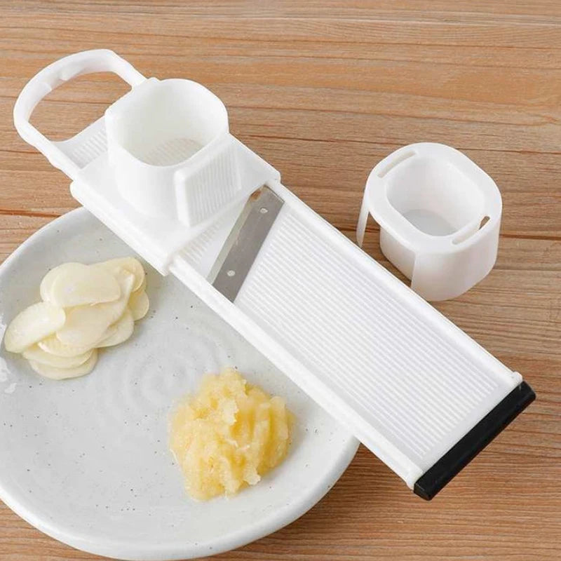 Kitchenley 2-in-1 Ginger & Garlic Cutter Slicer – Manual Double-Sided Slicing & Grinding Vegetable Chopper