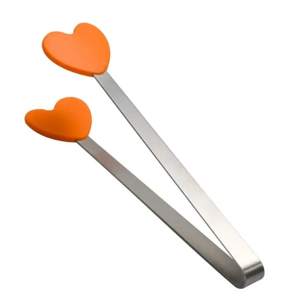 Creative Silicone Stainless Steel Mini Snack Food Tongs Non-slip Handles BBQ Bread Ice Cube Clip Kitchen Accessories BBQ
