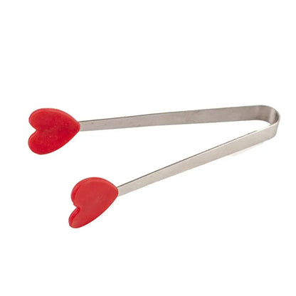 Creative Silicone Stainless Steel Mini Snack Food Tongs Non-slip Handles BBQ Bread Ice Cube Clip Kitchen Accessories BBQ