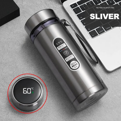 Stainless Steel Thermos Bottle with LED Temperature Display – 500ml & 1L - Kitchenley