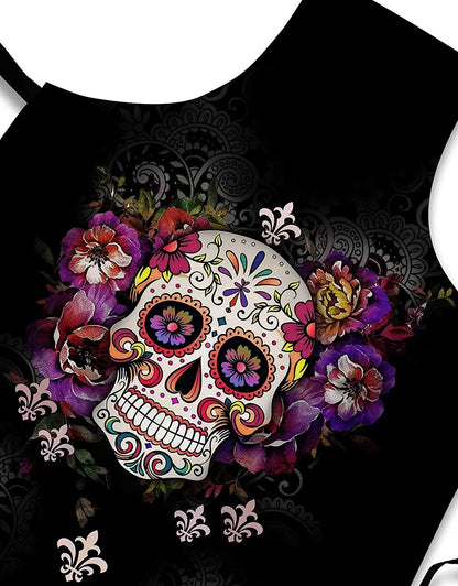 Sugar Skull Print Halloween Cooking Apron