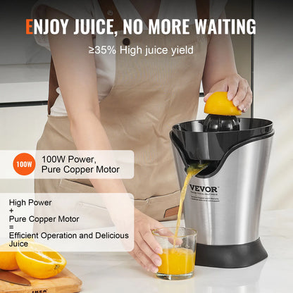 SucceBuy Electric Citrus Juicer Orange Juice Squeezer With One Juicing Cone 100W Stainless Steel Filter Orange Juice Maker