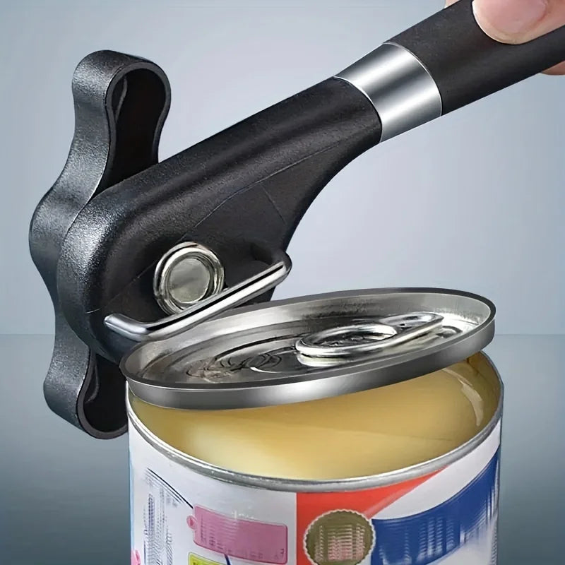 Kitchenley Professional Side-Cut Manual Can Opener – Easy-Grip Plastic Kitchen Tool for Safe, Clean Lid Removal
