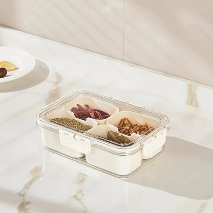 4Grid /8 Grid Snack Box Container, Portable Travel Charcuterie Board with Lid, Refrigerator Food Storage Box, Snack Organizer