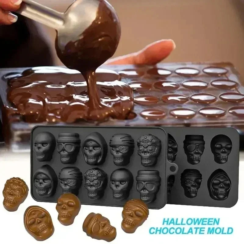 10-Grid Skull Silicone Ice Cube Mold