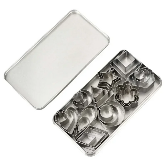 Mini Stainless Steel Cookie Cutters Set – 30 Pcs Heart, Star, Flower & Geometric Shapes