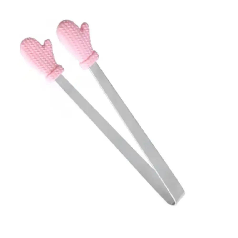 Creative Silicone Stainless Steel Mini Snack Food Tongs Non-slip Handles BBQ Bread Ice Cube Clip Kitchen Accessories BBQ