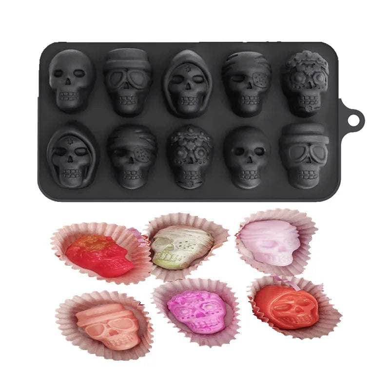 10-Grid Skull Silicone Ice Cube Mold