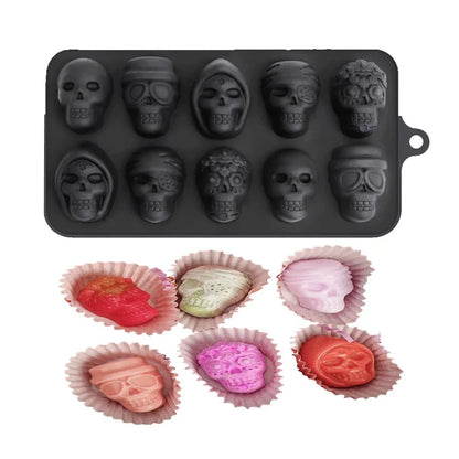 10-Grid Skull Silicone Ice Cube Mold