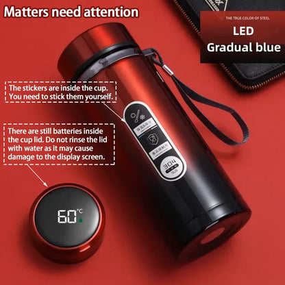 Stainless Steel Thermos Bottle with LED Temperature Display – 500ml & 1L - Kitchenley