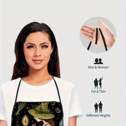 Gothic Witch Spellbook Print Kitchen Apron