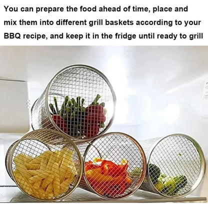 Rolling BBQ Grill Basket – Cylinder Barbecue Cage & Grilling Basket for Outdoor Camping