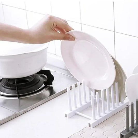 Wooden Dish Drainer & Drying Rack – Kitchen Plate Stand, Pot Lid Holder & Cup Display Shelf