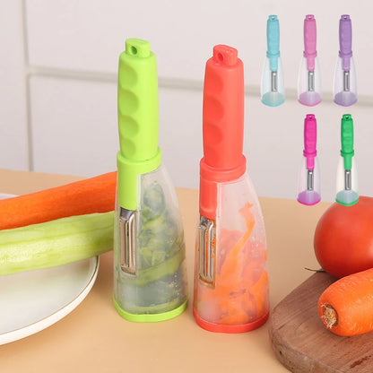 Kitchenley Multifunctional Peeling Knife with Storage Tube – Household Apple & Vegetable Peeler with Blade Cover