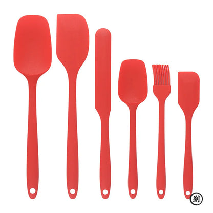 6pc Silicone Spatula set for baking-cake frosting kit with brush, non-stick scrapers & cream spreads |   cute kitchen gadgets