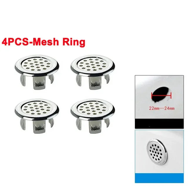 4Pcs Kitchen Bathroom Basin Circular Overflow Drain Cover Decoration Bathtub Sink Hole Overflow Hollow Washbasin Overflow