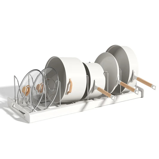 Foldable Kitchen Utensil & Pot Lid Storage Rack Organizer