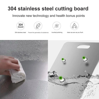 Titanium Cutting Boards for Kitchen Stainless Board 304 Steel Thickened Double Sided Food Grade Portable Fruit Meat Chopping