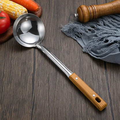 1pc Stainless Steel Imitation Wood Grain Handle Spatula Leaky Shovel Spoon 5 Tools for Kitchen Light for Cooking Kitchen Tools