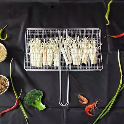 Stainless Steel Barbecue Grilling Basket Non Stick Fish Vegetable Steak Picnic Party Barbecue Gadget Picnic Party BBQ Rack Mesh