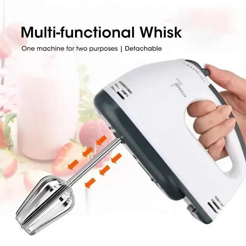 220V Handheld Electric Egg Beater, Household Automatic Mixer, Handheld Food Cake Bread Baking Dough Mixer, 7-speed Cream Blender