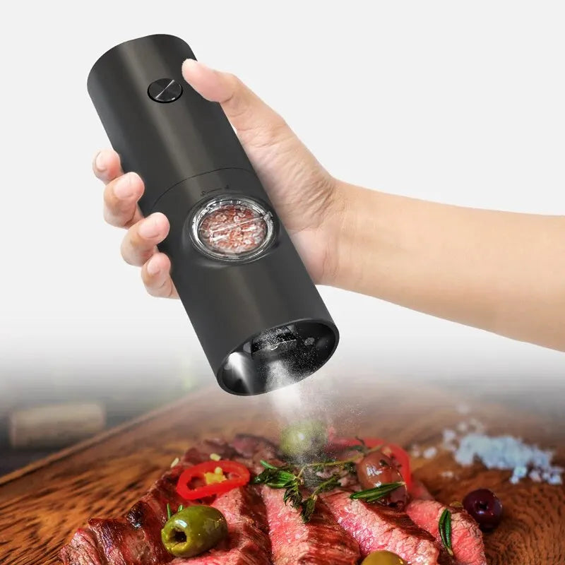 Electric Automatic Salt & Pepper Grinder with LED Light – Adjustable Coarseness Mill