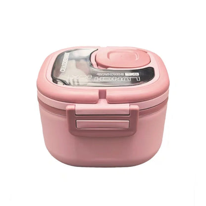 Blue/Green/Pink/White Insulated Lunch Box Plastic/Stainless Steel 15*15*9.6 CM Bento Box Lunch Box with Cutlery Camp Out