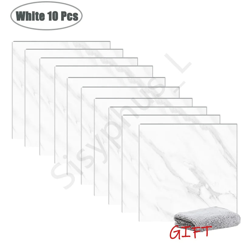10-50Pcs PVC Marble Wall Stickers Self-Adhesive Thickened Tile Sticker Bathroom Waterproof Floor Sticker Kitchen Home Decoration