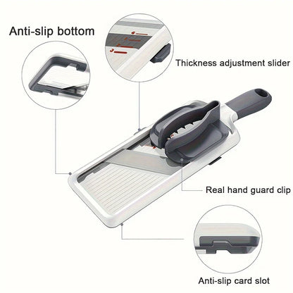 Kitchenley Handheld Vegetable Slicer – Adjustable Stainless Steel Blade for Potato & Lemon