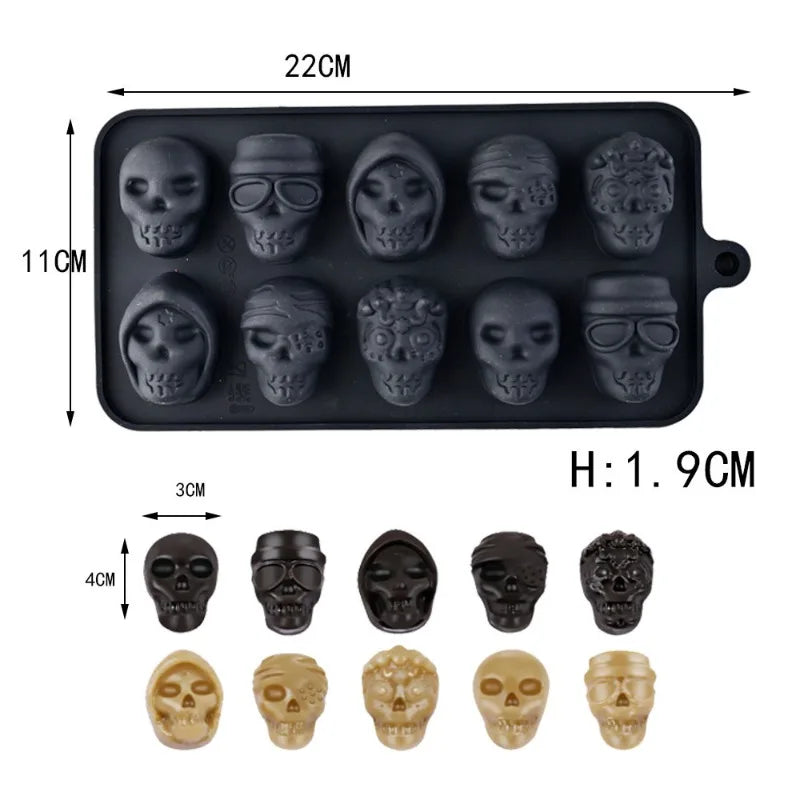 10-Grid Skull Silicone Ice Cube Mold