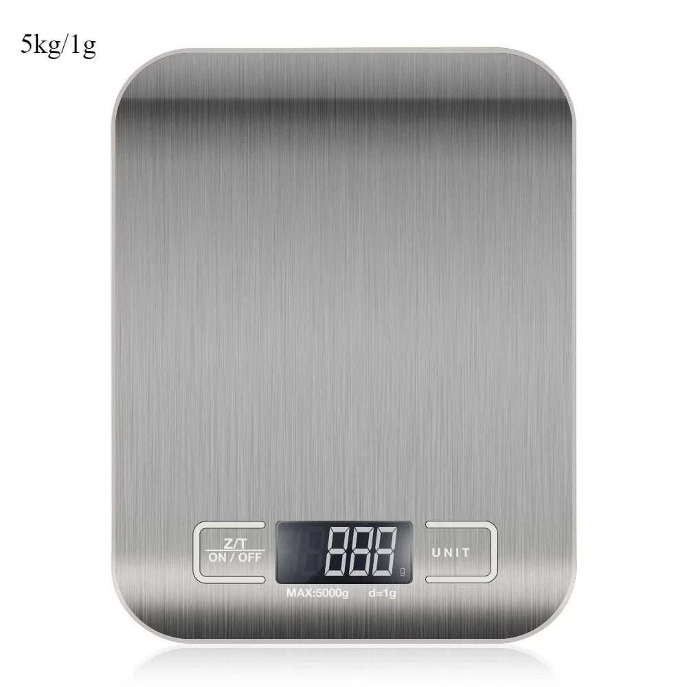 10kg/5kg LCD Electronic Scales OZ/ML/LB/G Kitchen Scale Stainless Steel Weighing Scale Food Diet Postal Balance Measuring Tool