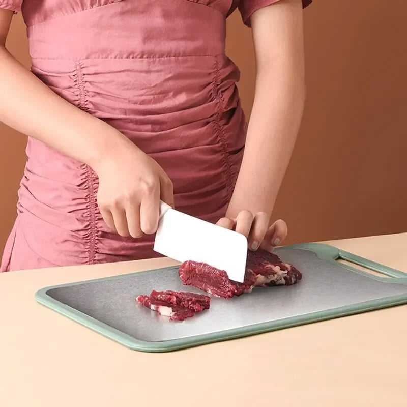 1PC Stainless Steel Plastic Double-sided Multifunctional Cutting Board for Cutting Vegetables, Meat, and Fruits.