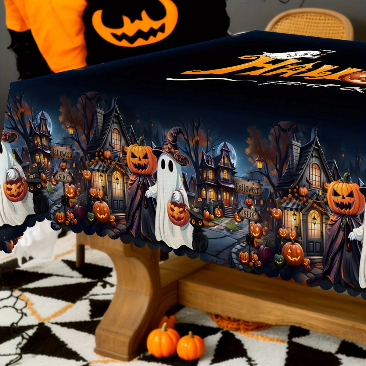 Halloween Print Polyester Tablecloth