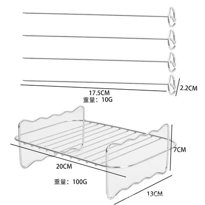 304 Stainless Steel Air Fryer Grill Rack & Vertical Skewer Stand – Dehydrator BBQ Rack & Toast Bread Holder