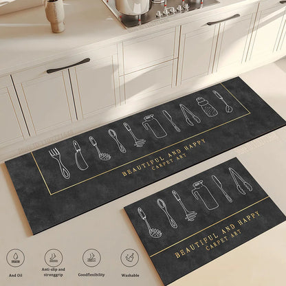 Anti Slip Kitchen Floor Mat,Water Absorbing Rug,Fashion Pattern Decoration Carpet,Multi Functional Door Mat,Bathroom Floor Mat