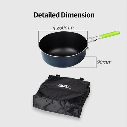 BRS Camping Fry Pan Ultralight Outdoor Picnic Pan with Folding Handle Aluminum Non-stick Cooking Pot for Hiking BBQ Utensils