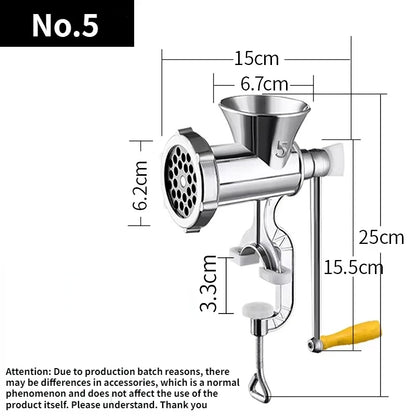 Heavy-Duty Manual Meat Mincer & Grinder – Sausage Filler, Noodle & Pasta Maker Kitchen Tool