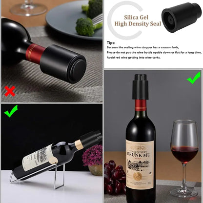 Vacuum Wine Bottle Stopper – Reusable Push-Style Wine Cork - Kitchenley