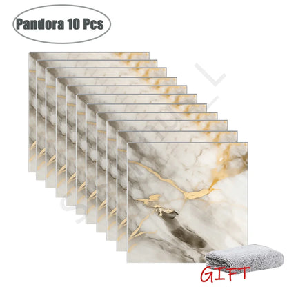 10-50Pcs PVC Marble Wall Stickers Self-Adhesive Thickened Tile Sticker Bathroom Waterproof Floor Sticker Kitchen Home Decoration