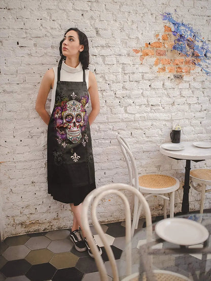Sugar Skull Print Halloween Cooking Apron