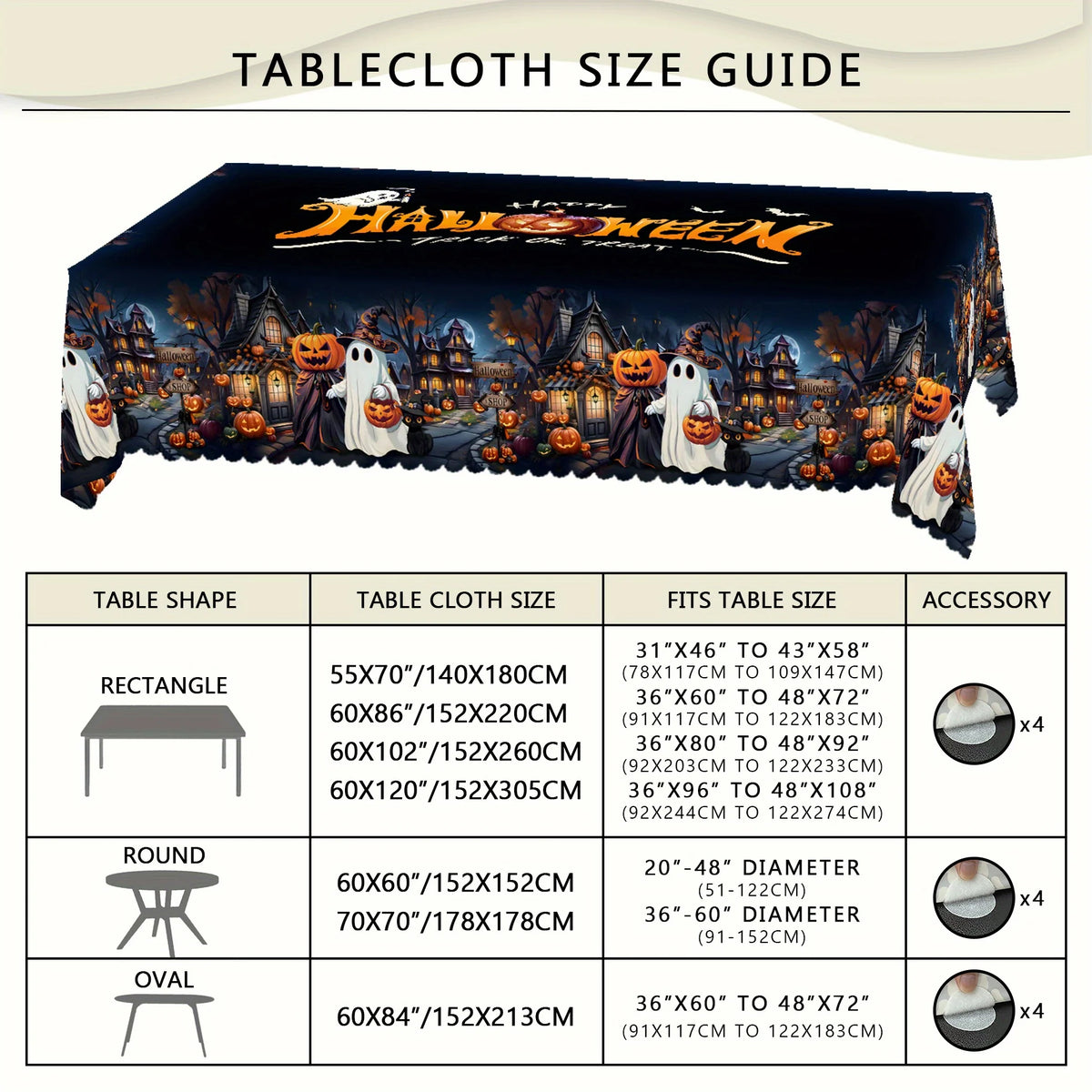 Halloween Print Polyester Tablecloth