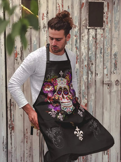 Sugar Skull Print Halloween Cooking Apron