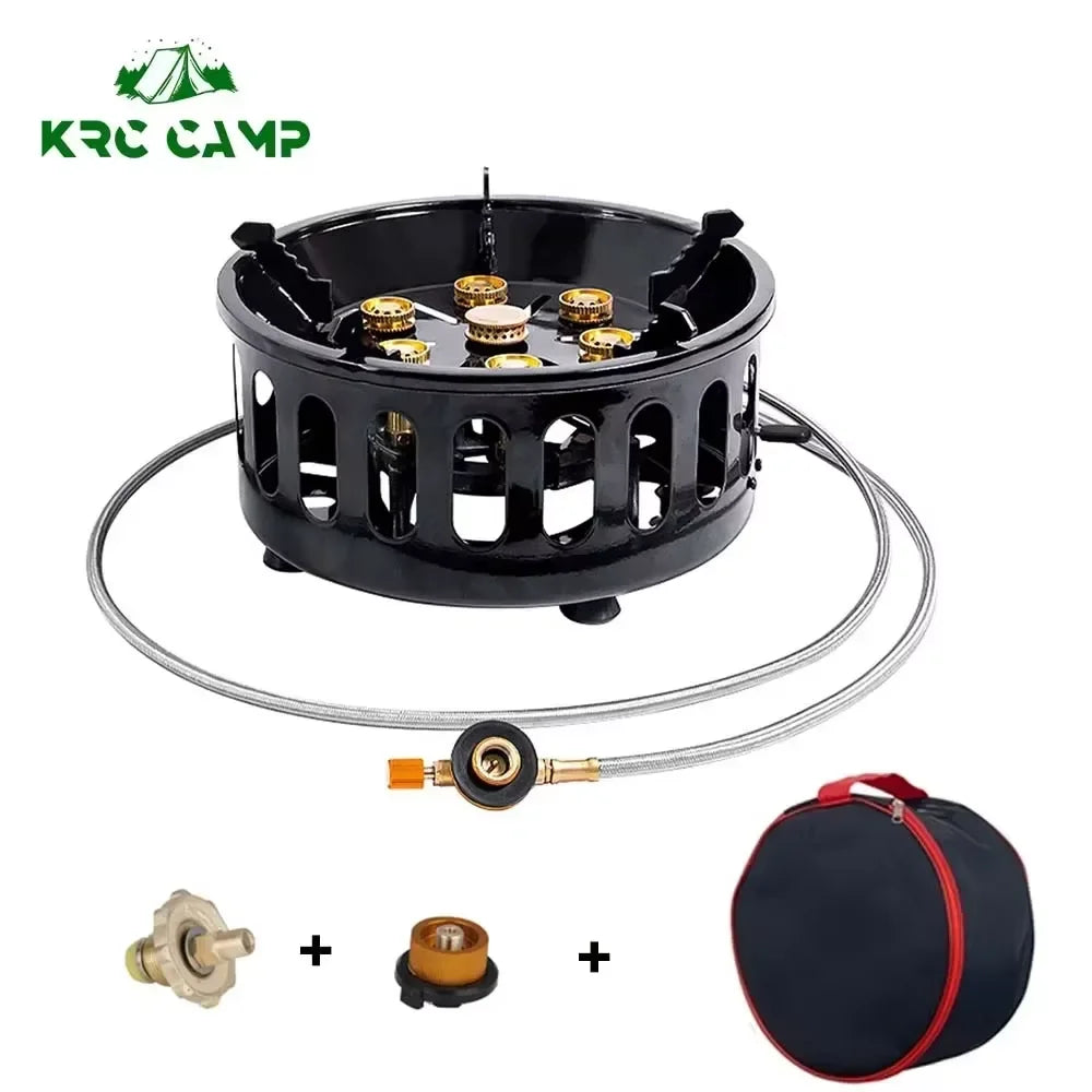 19800W 7-Core Camping Stove High-Power Gase Burner Windproof Stove Electronic ignition Outdoor Stoves Hiking Camping