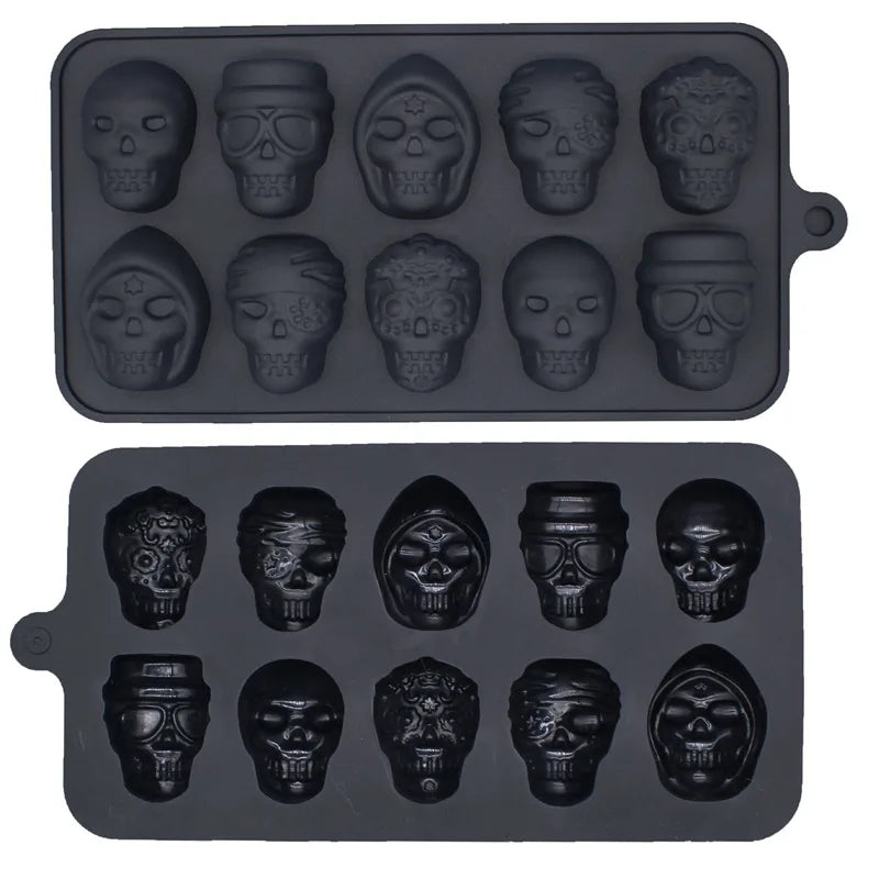 10-Grid Skull Silicone Ice Cube Mold