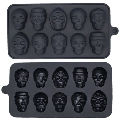 10-Grid Skull Silicone Ice Cube Mold