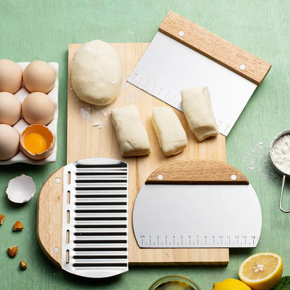 Stainless Steel Pastry Cutter & Dough Scraper with Scale – Noodle Knife & Cake Scraper Baking Tool (1/3 Pcs)