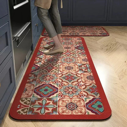 Kitchen Mat Absorbent Printed Kitchen Rugs Non-slip Area Mat Hallway Long Carpets for Living Room Bedroom Entrance Doormat Bath