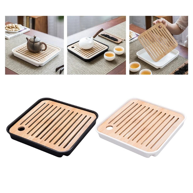 Mini Bamboo Chinese Kung Fu Tea Tray – Serving Tray Box for Tea Ceremonies