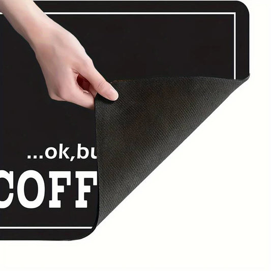 Coffee Machine Mat with Black Letter Print – Kitchen Counter Pad & Appliance Mat