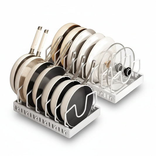 Under-Cabinet Sliding Pot & Pan Organizer – Pull-Out Lid Holder & Dish Storage Rack